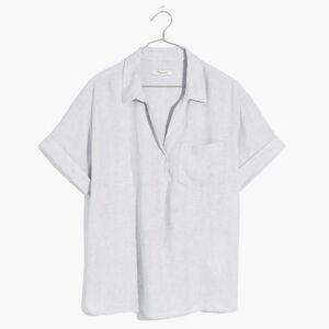 Madewell Linen Blend Swenson Popover Shirt in Distant Lavender